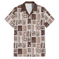 Vintage Aloha Block Quilt Family Matching Short Sleeve Bodycon Dress and Hawaiian Shirt Beige Inspired Lei Motifs LT9 Dad's Shirt - Short Sleeve Beige - Polynesian Pride