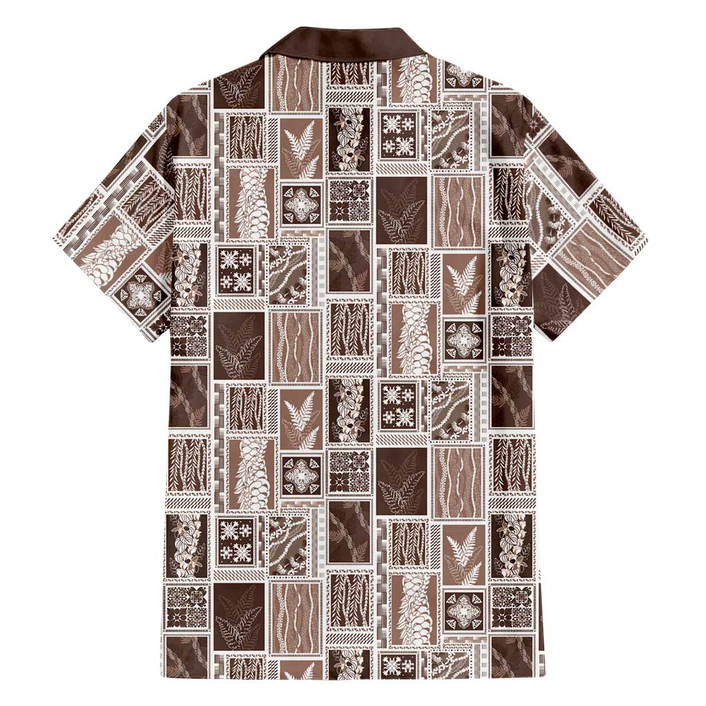 Vintage Aloha Block Quilt Family Matching Short Sleeve Bodycon Dress and Hawaiian Shirt Beige Inspired Lei Motifs LT9 - Polynesian Pride