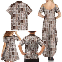 Vintage Aloha Block Quilt Family Matching Summer Maxi Dress and Hawaiian Shirt Beige Inspired Lei Motifs LT9 - Polynesian Pride
