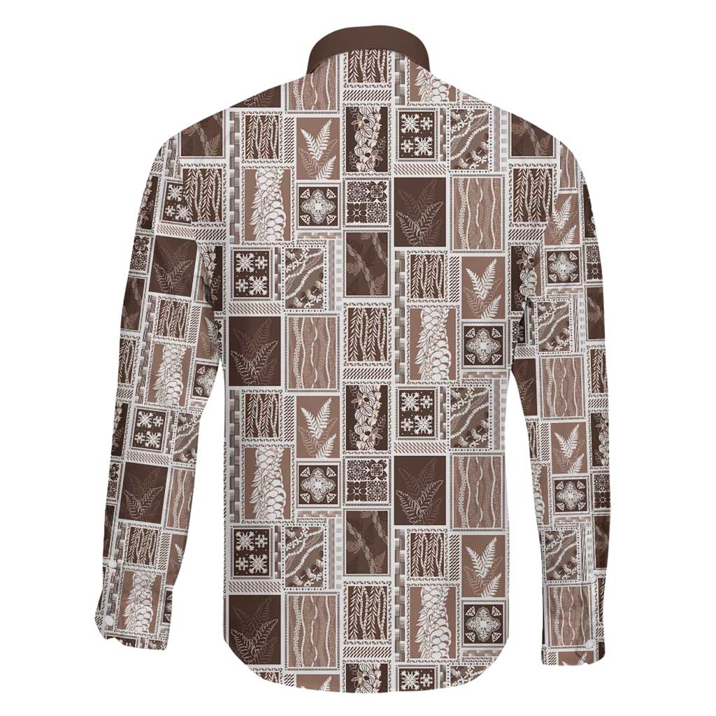 Vintage Aloha Block Quilt Family Matching Tank Maxi Dress and Hawaiian Shirt Beige Inspired Lei Motifs LT9 - Polynesian Pride