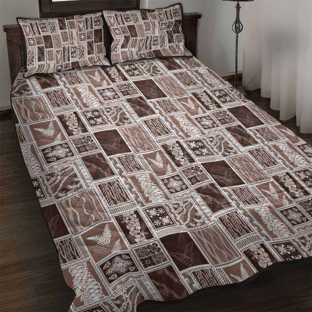 Vintage Aloha Block Quilt Quilt Bed Set Beige Inspired Lei Motifs LT9 Beige - Polynesian Pride