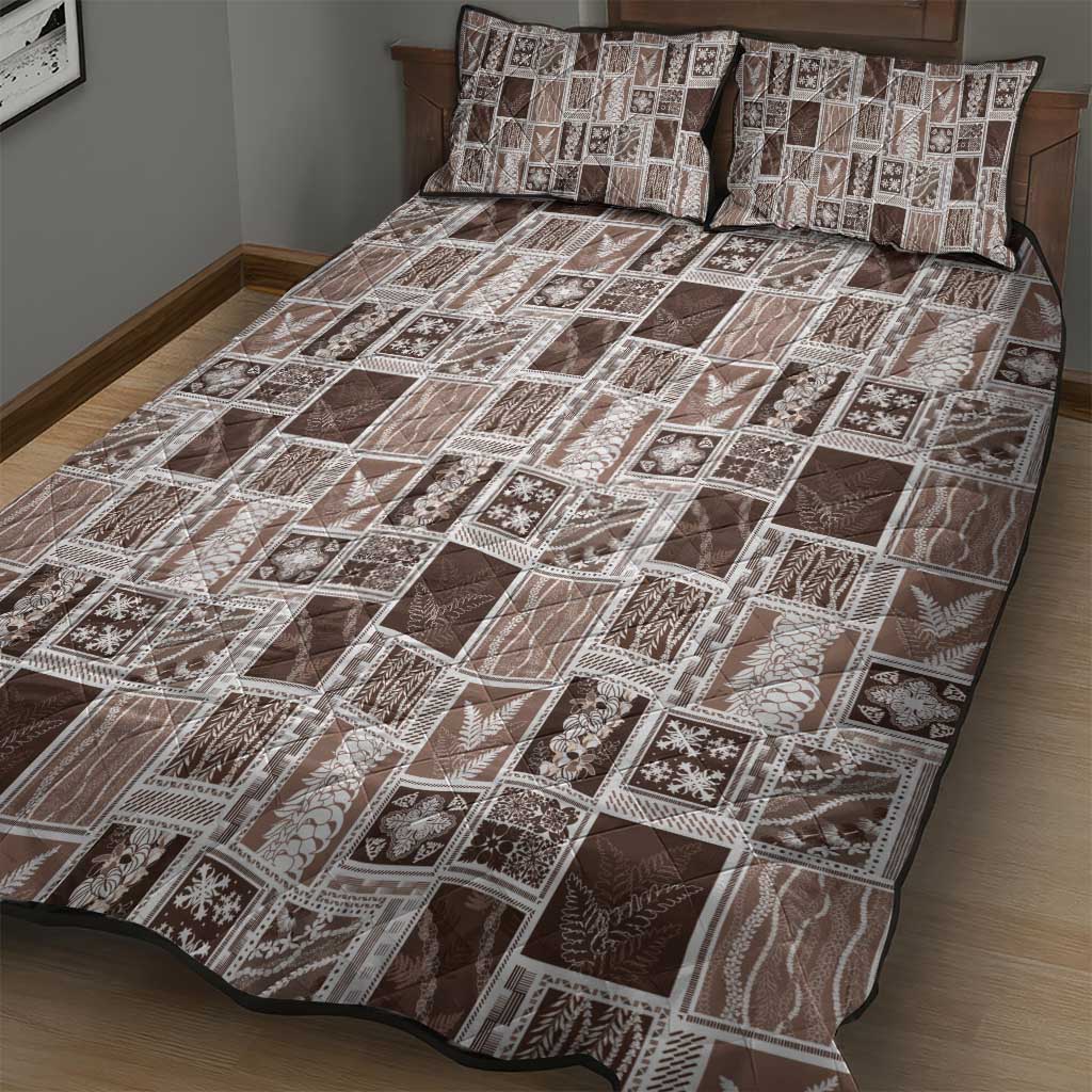 Vintage Aloha Block Quilt Quilt Bed Set Beige Inspired Lei Motifs LT9 - Polynesian Pride