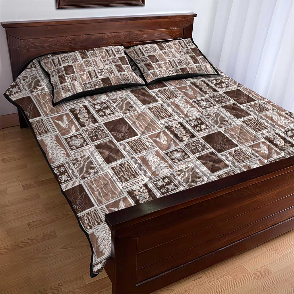 Vintage Aloha Block Quilt Quilt Bed Set Beige Inspired Lei Motifs LT9 - Polynesian Pride