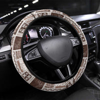 Vintage Aloha Block Quilt Steering Wheel Cover Beige Inspired Lei Motifs LT9 Universal Fit Beige - Polynesian Pride