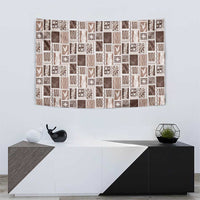 Vintage Aloha Block Quilt Tapestry Beige Inspired Lei Motifs - Polynesian Pride