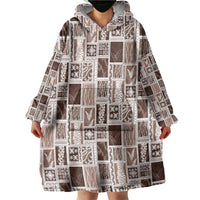 Vintage Aloha Block Quilt Wearable Blanket Hoodie Beige Inspired Lei Motifs LT9 - Polynesian Pride