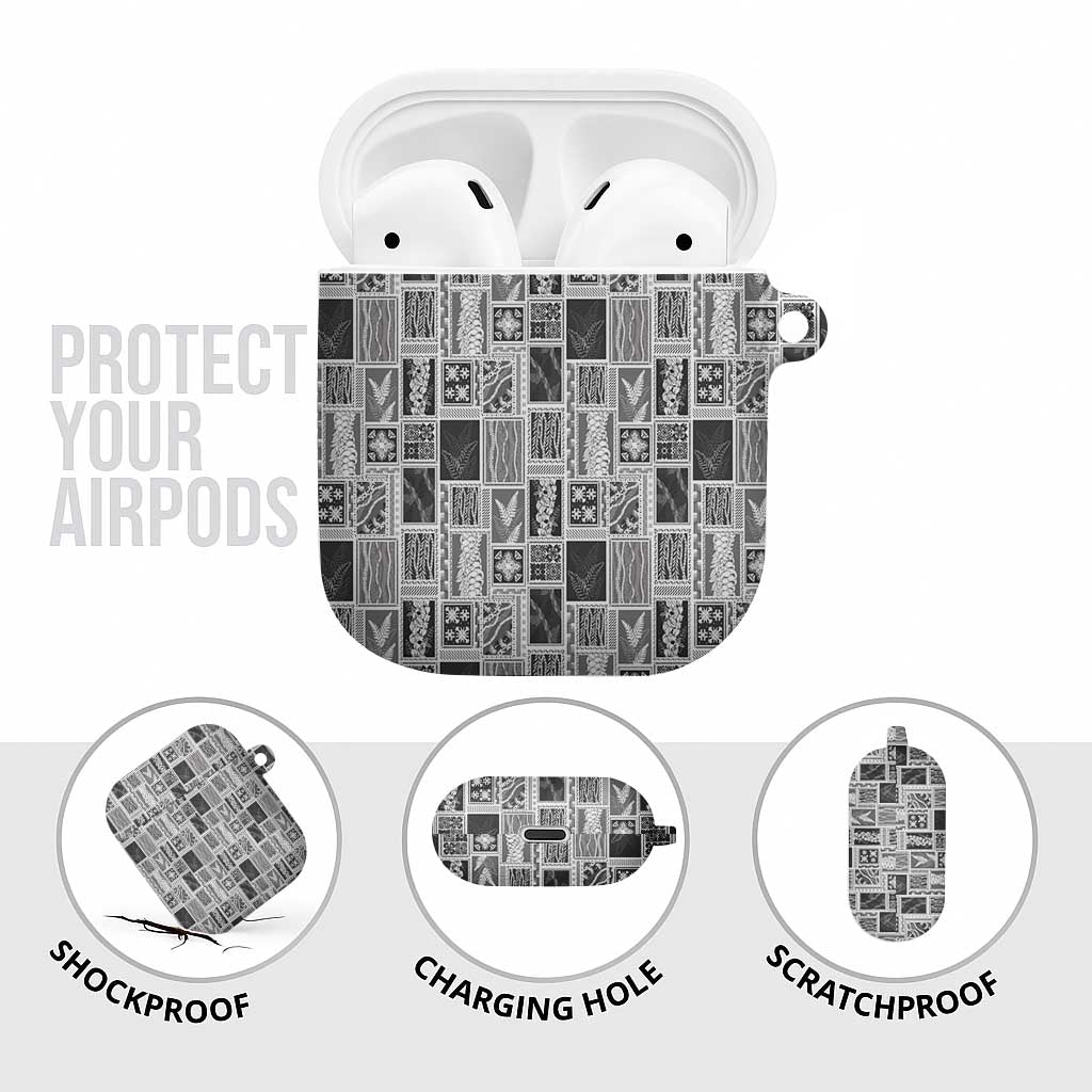 Vintage Aloha Block Quilt AirPods Case Black Inspired Lei Motifs - Polynesian Pride