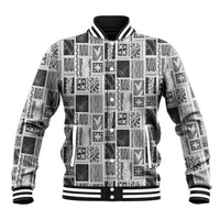 Vintage Aloha Block Quilt Baseball Jacket Black Inspired Lei Motifs - Polynesian Pride