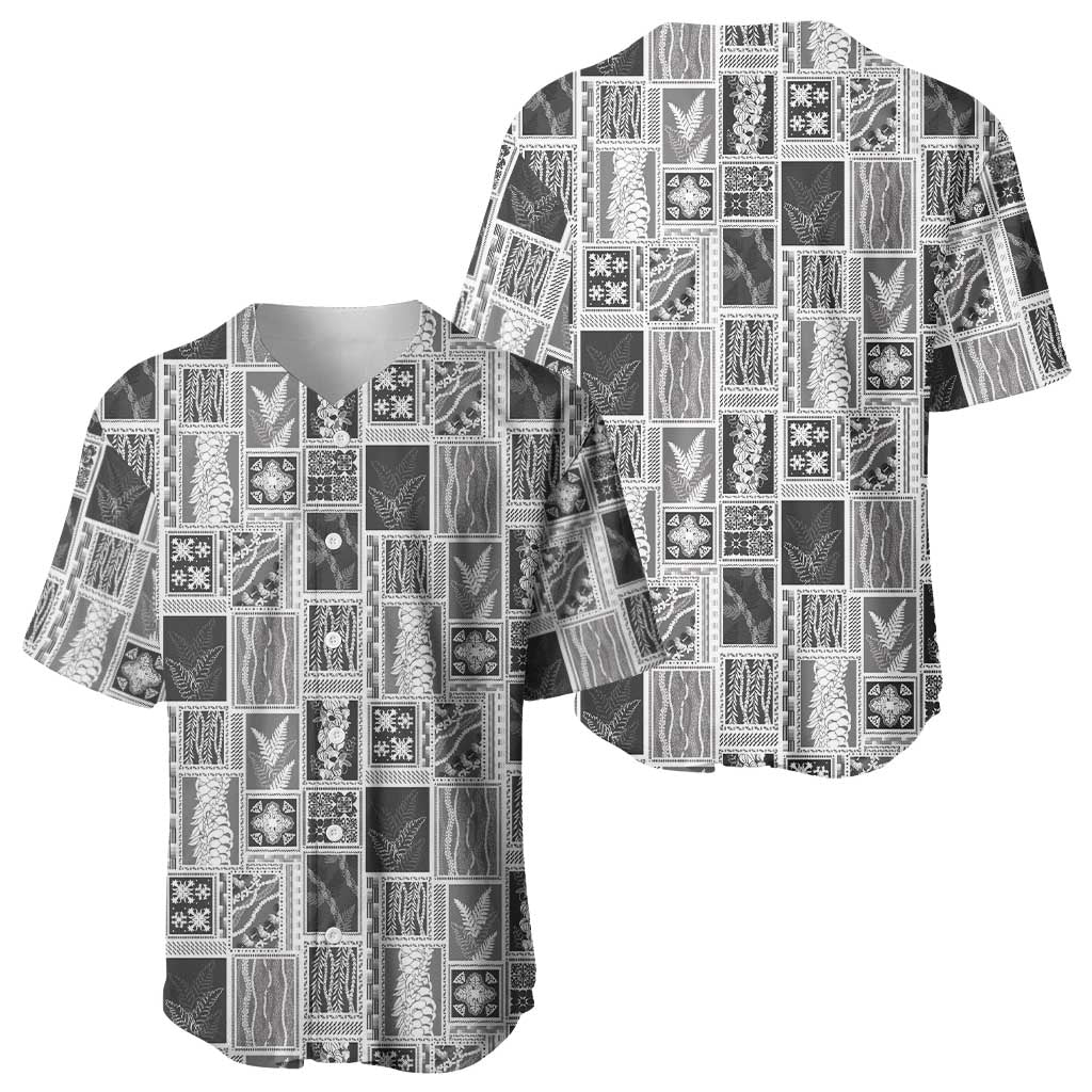 Vintage Aloha Block Quilt Baseball Jersey Black Inspired Lei Motifs - Polynesian Pride