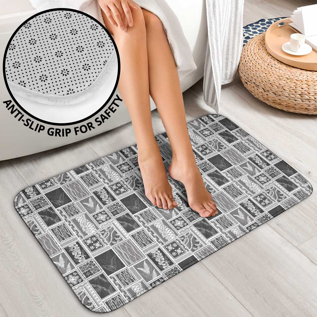 Vintage Aloha Block Quilt Bathroom Set Black Inspired Lei Motifs - Polynesian Pride