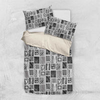 Vintage Aloha Block Quilt Bedding Set Black Inspired Lei Motifs - Polynesian Pride