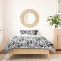 Vintage Aloha Block Quilt Bedding Set Black Inspired Lei Motifs - Polynesian Pride