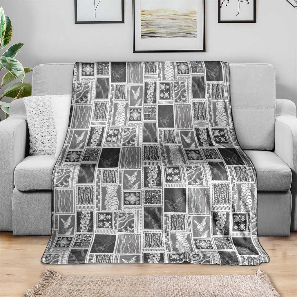 Vintage Aloha Block Quilt Blanket Black Inspired Lei Motifs LT9 - Polynesian Pride