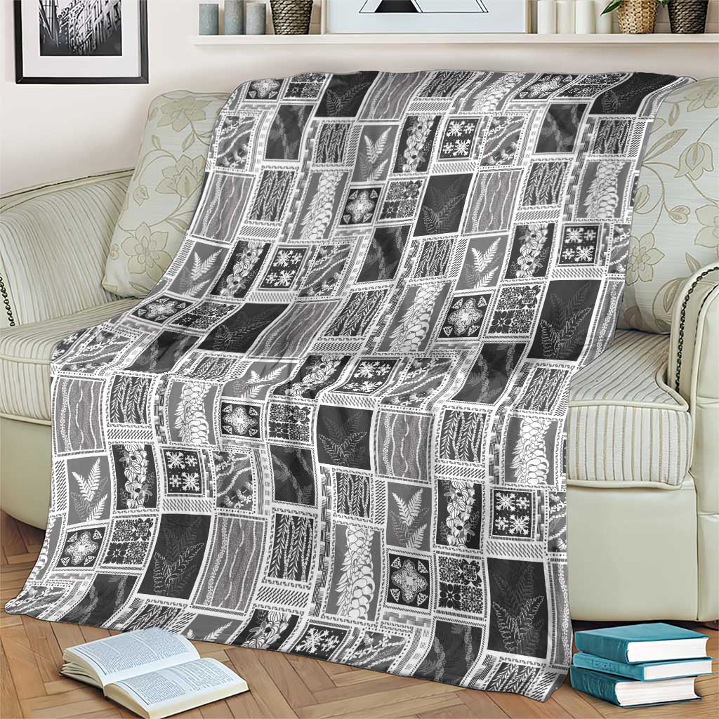Vintage Aloha Block Quilt Blanket Black Inspired Lei Motifs LT9 - Polynesian Pride