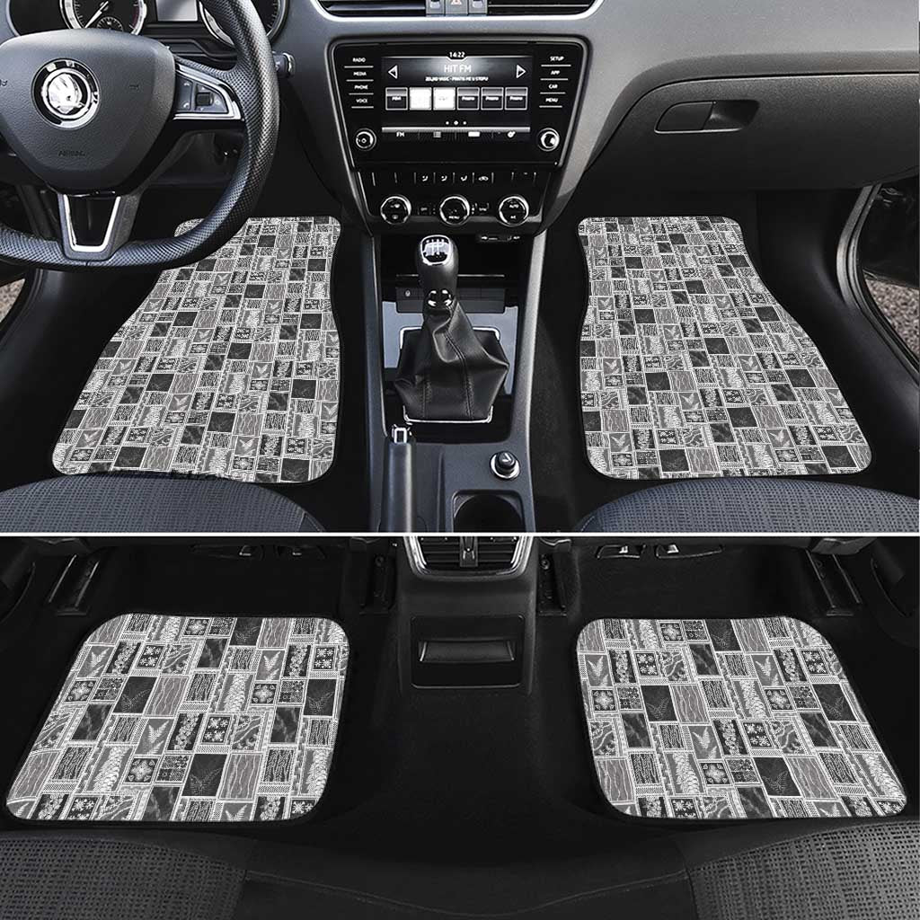Vintage Aloha Block Quilt Car Mats Black Inspired Lei Motifs - Polynesian Pride