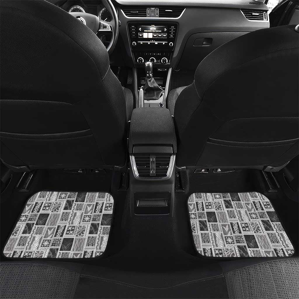 Vintage Aloha Block Quilt Car Mats Black Inspired Lei Motifs - Polynesian Pride