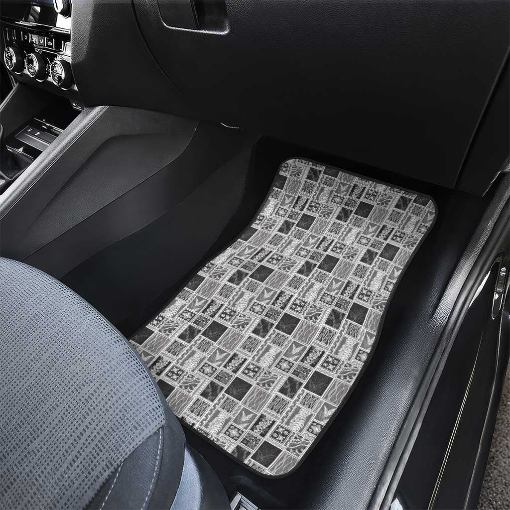 Vintage Aloha Block Quilt Car Mats Black Inspired Lei Motifs - Polynesian Pride