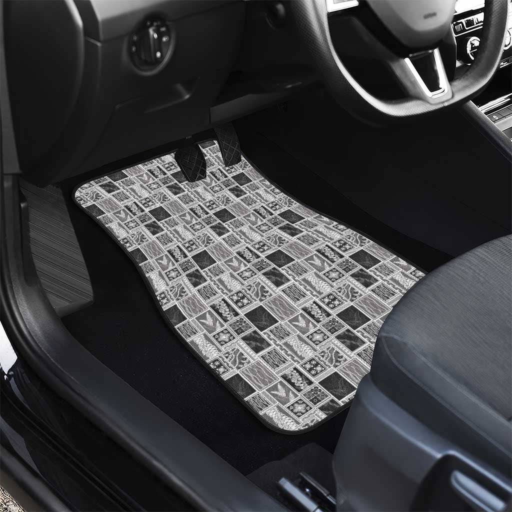 Vintage Aloha Block Quilt Car Mats Black Inspired Lei Motifs - Polynesian Pride