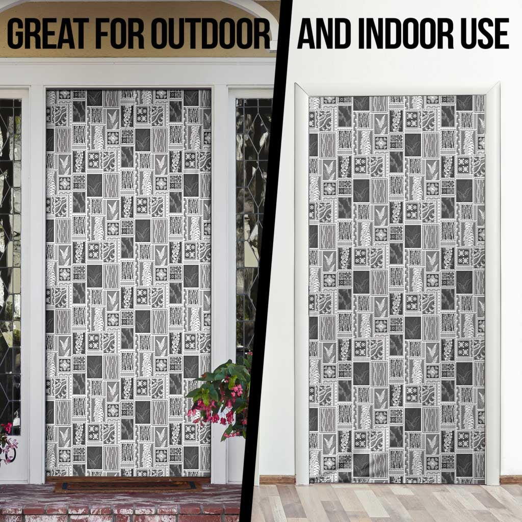 Vintage Aloha Block Quilt Door Cover Black Inspired Lei Motifs - Polynesian Pride