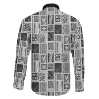 Vintage Aloha Block Quilt Family Matching Long Sleeve Bodycon Dress and Hawaiian Shirt Black Inspired Lei Motifs LT9 - Polynesian Pride