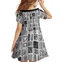 Vintage Aloha Block Quilt Family Matching Off Shoulder Short Dress and Hawaiian Shirt Black Inspired Lei Motifs LT9 - Polynesian Pride