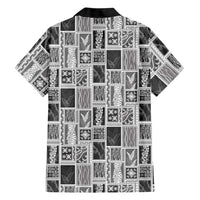 Vintage Aloha Block Quilt Family Matching Short Sleeve Bodycon Dress and Hawaiian Shirt Black Inspired Lei Motifs LT9 - Polynesian Pride