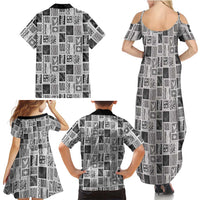 Vintage Aloha Block Quilt Family Matching Summer Maxi Dress and Hawaiian Shirt Black Inspired Lei Motifs LT9 - Polynesian Pride