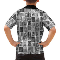 Vintage Aloha Block Quilt Family Matching Tank Maxi Dress and Hawaiian Shirt Black Inspired Lei Motifs LT9 - Polynesian Pride