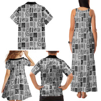 Vintage Aloha Block Quilt Family Matching Tank Maxi Dress and Hawaiian Shirt Black Inspired Lei Motifs LT9 - Polynesian Pride