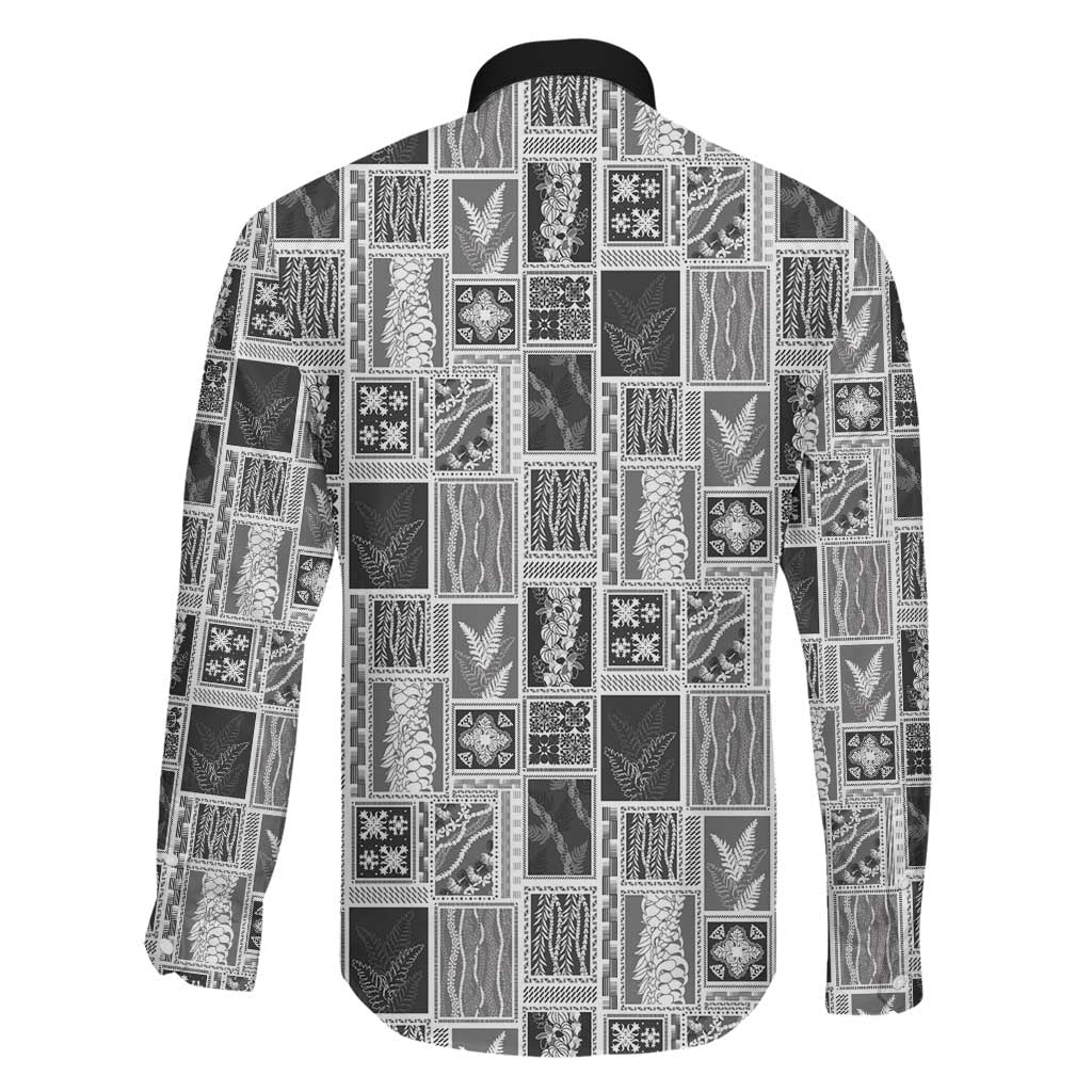Vintage Aloha Block Quilt Family Matching Tank Maxi Dress and Hawaiian Shirt Black Inspired Lei Motifs LT9 - Polynesian Pride