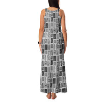 Vintage Aloha Block Quilt Family Matching Tank Maxi Dress and Hawaiian Shirt Black Inspired Lei Motifs LT9 - Polynesian Pride