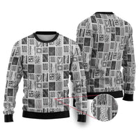 Vintage Aloha Block Quilt Ugly Christmas Sweater Black Inspired Lei Motifs LT9 Black - Polynesian Pride