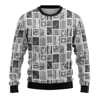 Vintage Aloha Block Quilt Ugly Christmas Sweater Black Inspired Lei Motifs LT9 - Polynesian Pride