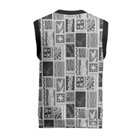 Vintage Aloha Block Quilt Christmas Knitted V-Neck Vest Black Inspired Lei Motifs LT9 - Polynesian Pride