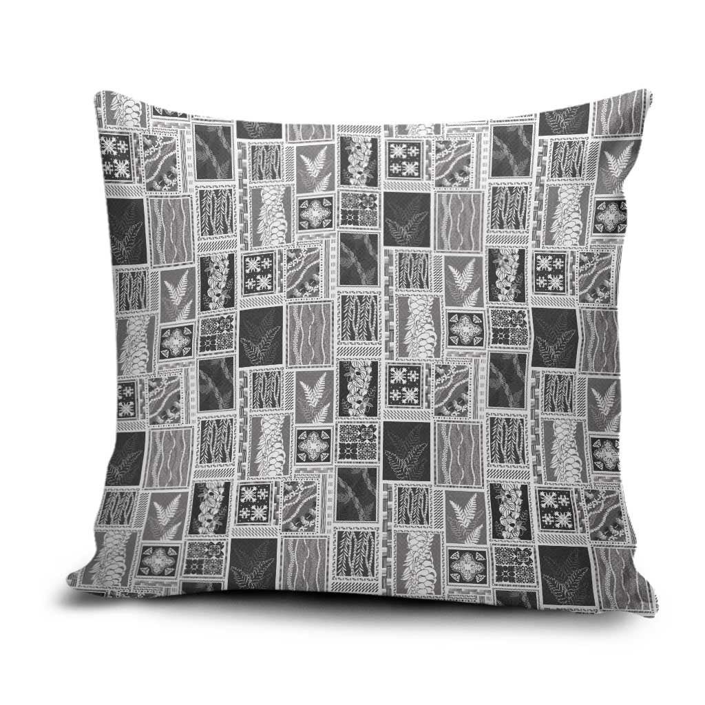 Vintage Aloha Block Quilt Pillow Cover Black Inspired Lei Motifs - Polynesian Pride