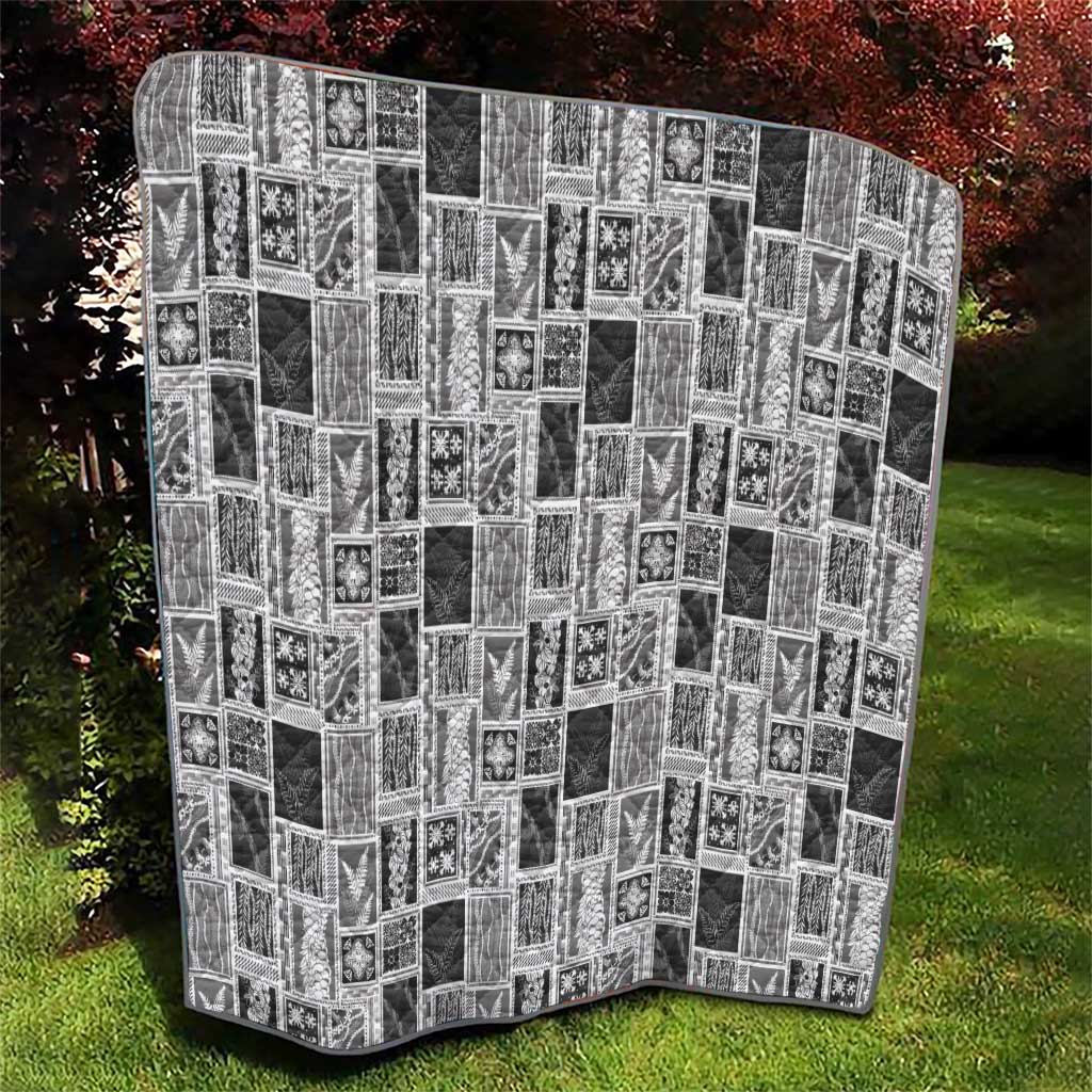 Vintage Aloha Block Quilt Quilt Black Inspired Lei Motifs - Polynesian Pride