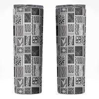 Vintage Aloha Block Quilt Skinny Tumbler Black Inspired Lei Motifs LT9 Black - Polynesian Pride