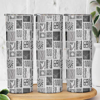 Vintage Aloha Block Quilt Skinny Tumbler Black Inspired Lei Motifs LT9 - Polynesian Pride