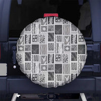 Vintage Aloha Block Quilt Spare Tire Cover Black Inspired Lei Motifs LT9 No hole Black - Polynesian Pride