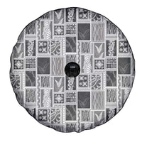 Vintage Aloha Block Quilt Spare Tire Cover Black Inspired Lei Motifs LT9 - Polynesian Pride