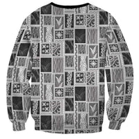 Vintage Aloha Block Quilt Sweatshirt Black Inspired Lei Motifs LT9 - Polynesian Pride