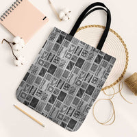 Vintage Aloha Block Quilt Tote Bag Black Inspired Lei Motifs - Polynesian Pride