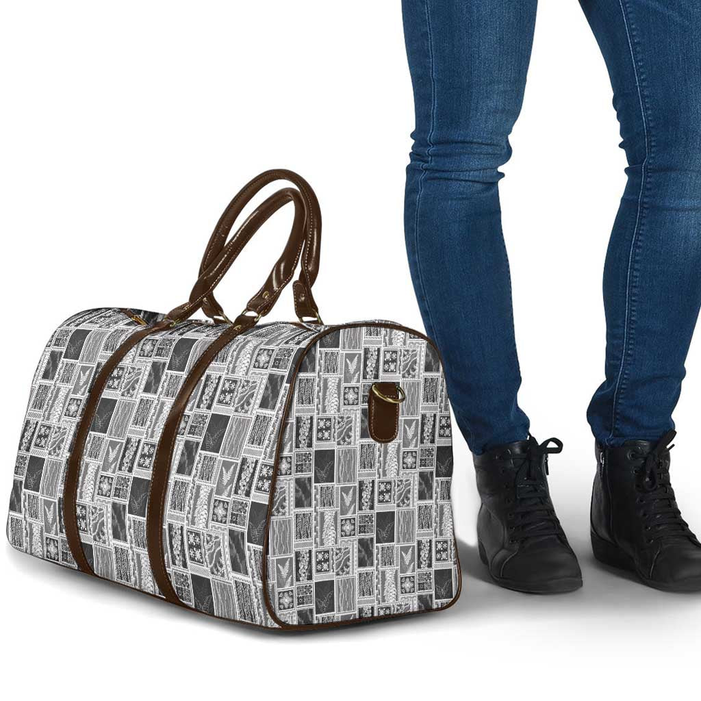 Vintage Aloha Block Quilt Travel Bag Black Inspired Lei Motifs - Polynesian Pride