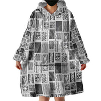 Vintage Aloha Block Quilt Wearable Blanket Hoodie Black Inspired Lei Motifs LT9 - Polynesian Pride