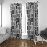 Vintage Aloha Block Quilt Window Curtain Black Inspired Lei Motifs - Polynesian Pride