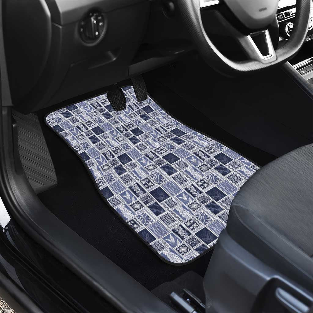 Vintage Aloha Block Quilt Car Mats Blue Inspired Lei Motifs - Polynesian Pride