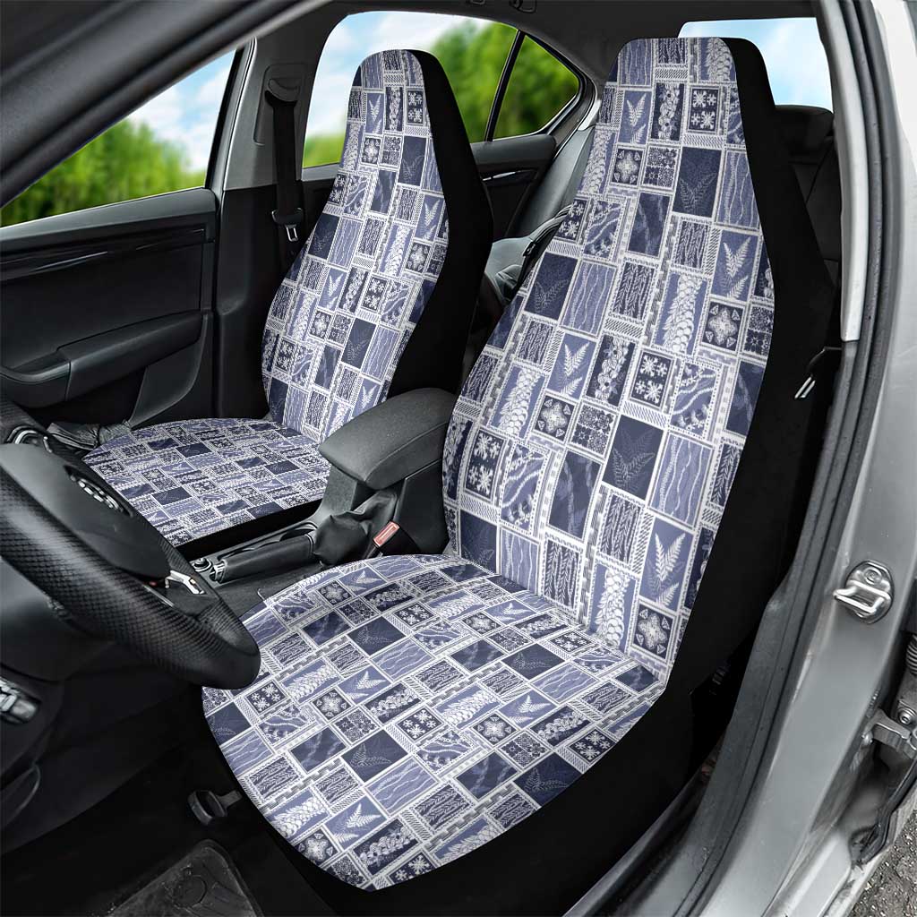 Vintage Aloha Block Quilt Car Seat Cover Blue Inspired Lei Motifs - Polynesian Pride