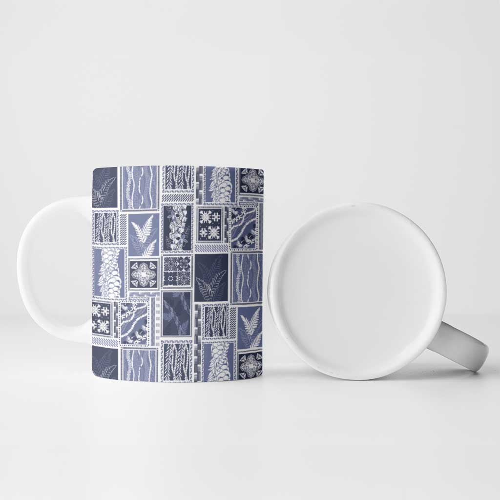 Vintage Aloha Block Quilt Ceramic Mug Blue Inspired Lei Motifs LT9 - Polynesian Pride