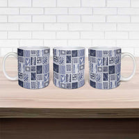 Vintage Aloha Block Quilt Ceramic Mug Blue Inspired Lei Motifs LT9 - Polynesian Pride