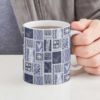Vintage Aloha Block Quilt Ceramic Mug Blue Inspired Lei Motifs LT9 - Polynesian Pride